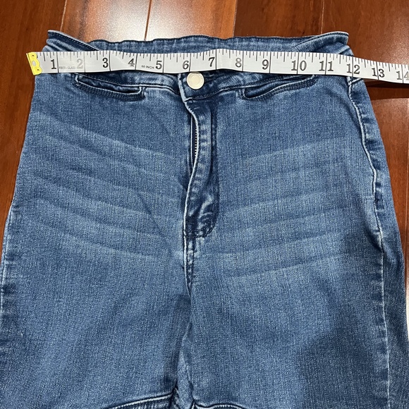 Saints & Hearts Two Tone Ombre Jeans Denim Flare Bell Patchwork Pants 70s Small - Picture 7 of 9